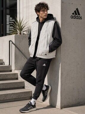 Adidas New Nuganic Light Insulation Jacket Vest Gray Black Oversized‎ SMALL